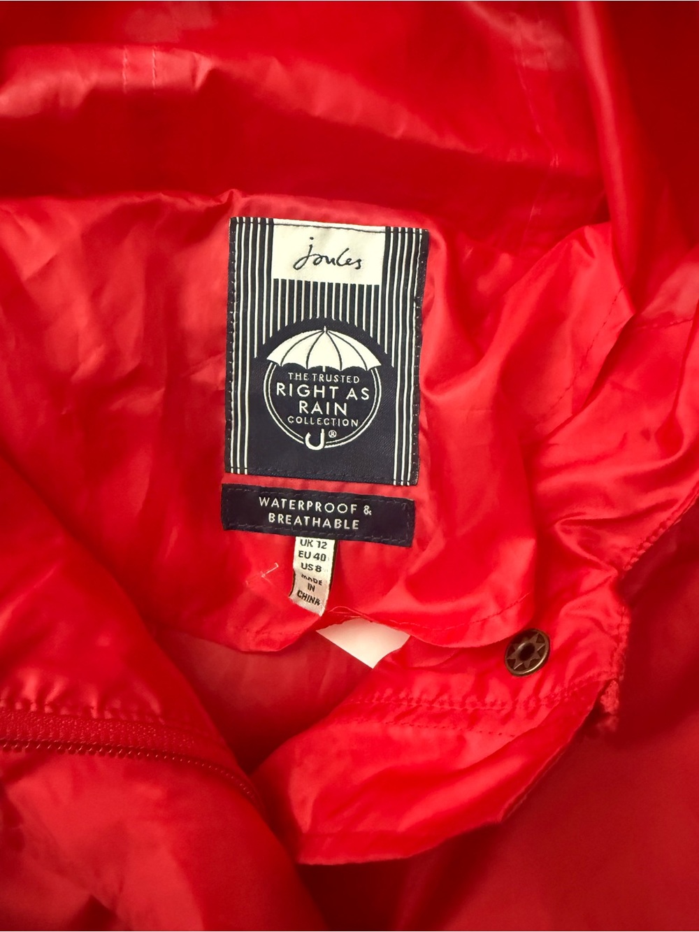 Joules Red Hooded Trench Coat - Picture 9 of 16